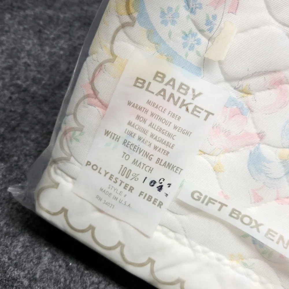 Vintage Bunnytex Baby Infant Blanket Miracle Fiber Satin Trim NOS Lot of 2